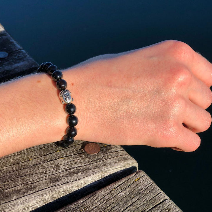 Turmalin Naturstein Buddha Perlen Armband