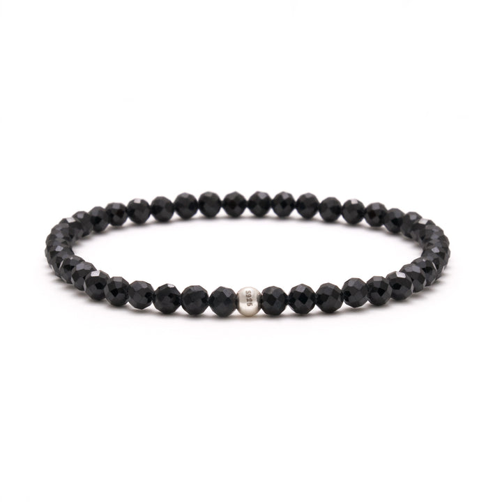 Onyx Naturstein Perlen Armband mit Silberperle (Achat farblich beh.)