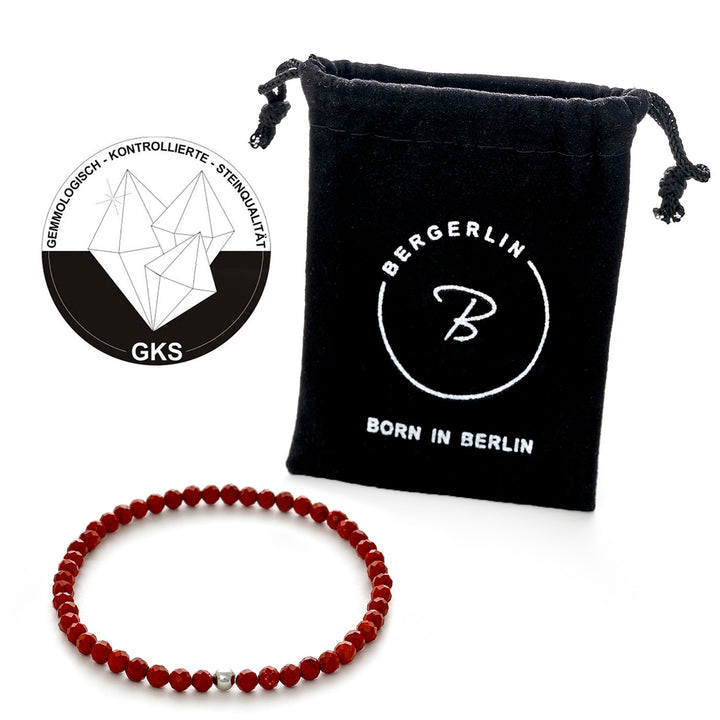 Jaspis Naturstein Perlen Armband mit Silberperle