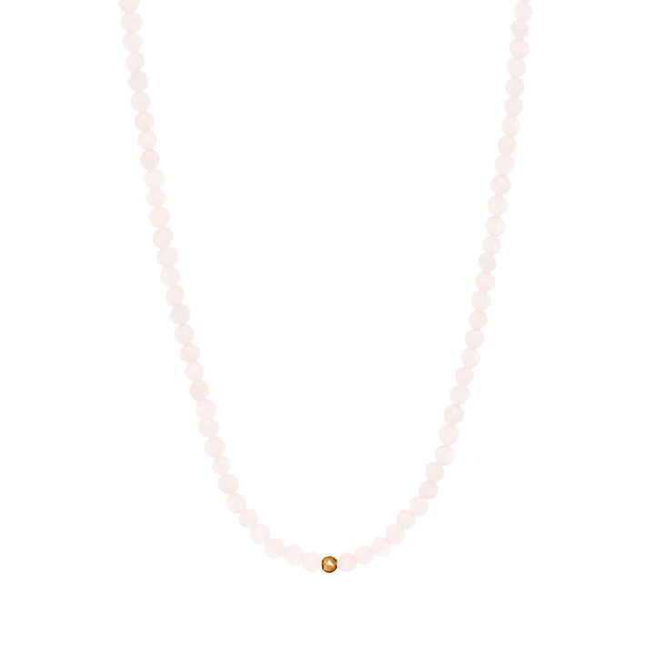 Rose Quartz Natural Stone Pearl Necklace with Clasp (Quartzite, Color Treated)