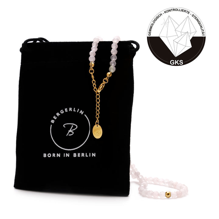 Rose Quartz Natural Stone Pearl Necklace with Clasp (Quartzite, Color Treated)