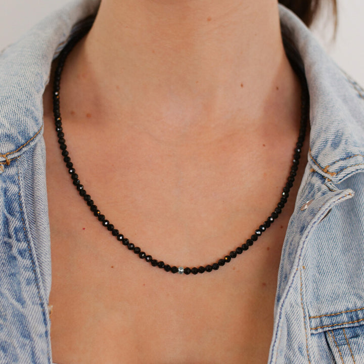 Onyx Natural Stone Pearl Necklace (Agate Color Treated)