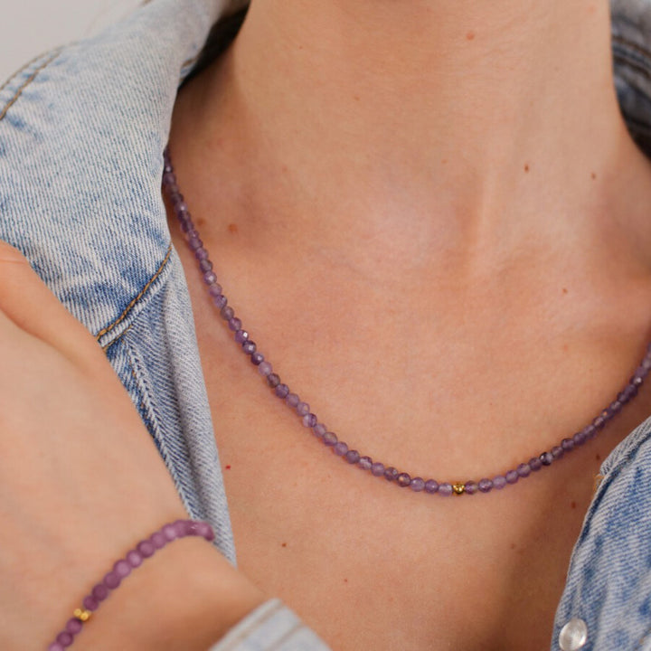 Amethyst Natural Stone Pearl Necklace