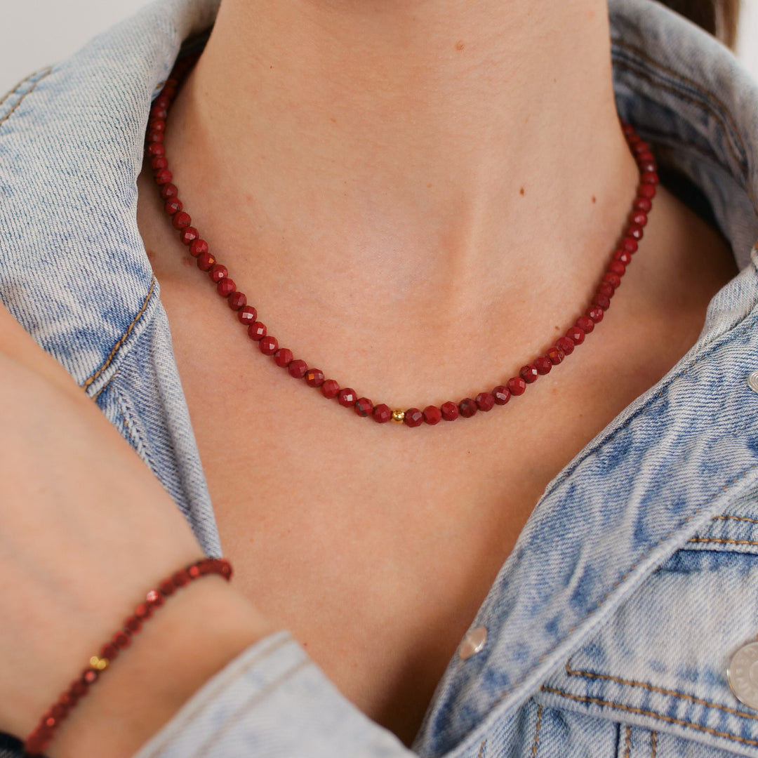 Jasper Natural Stone Pearl Necklace