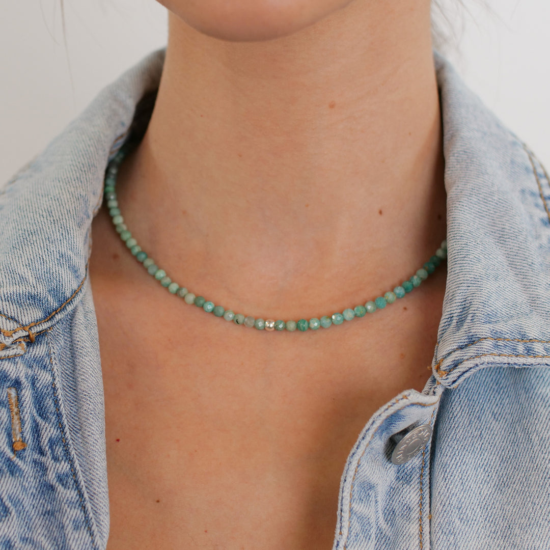 Amazonite Natural Stone Pearl Necklace