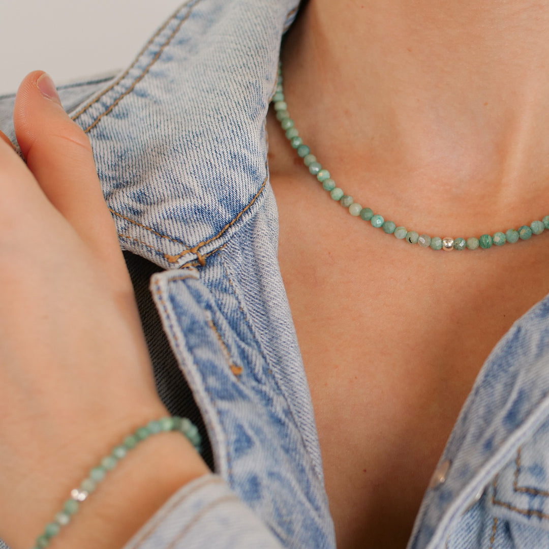 Amazonite Natural Stone Pearl Necklace