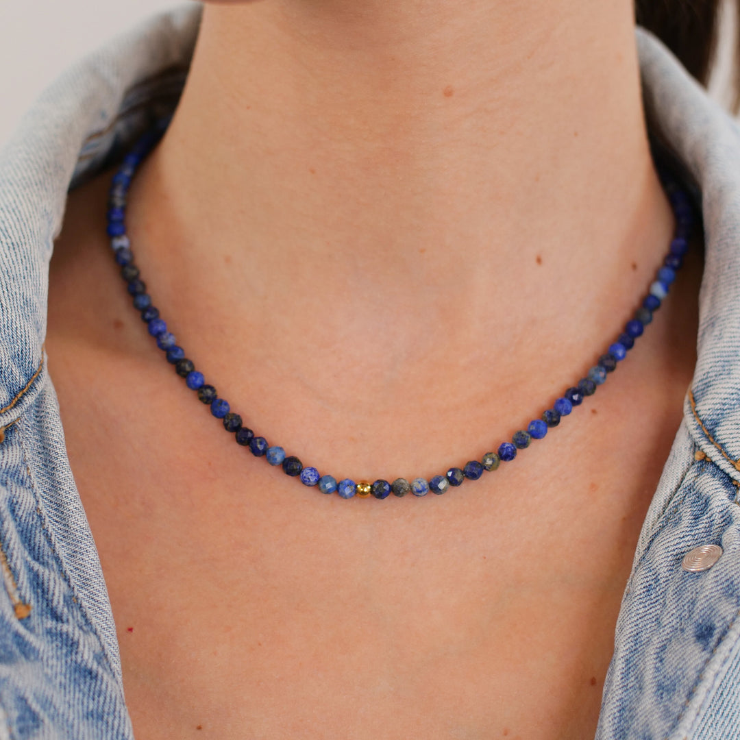 Lapislazuli Natural Stone Pearl Necklace