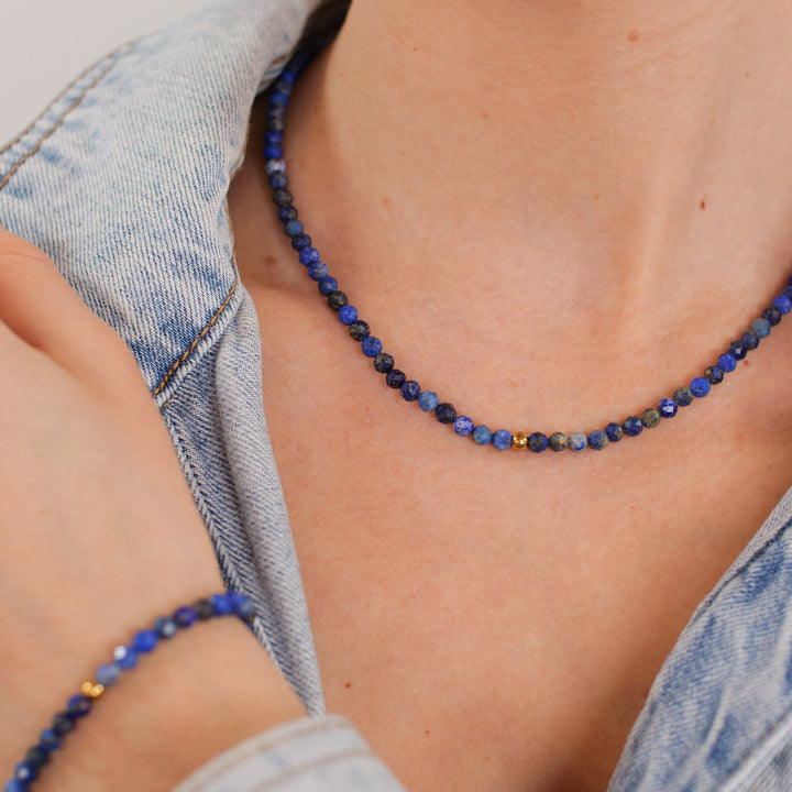 Lapislazuli Natural Stone Pearl Necklace