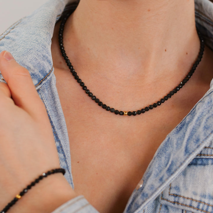 Onyx Natural Stone Pearl Necklace (Agate Color Treated)