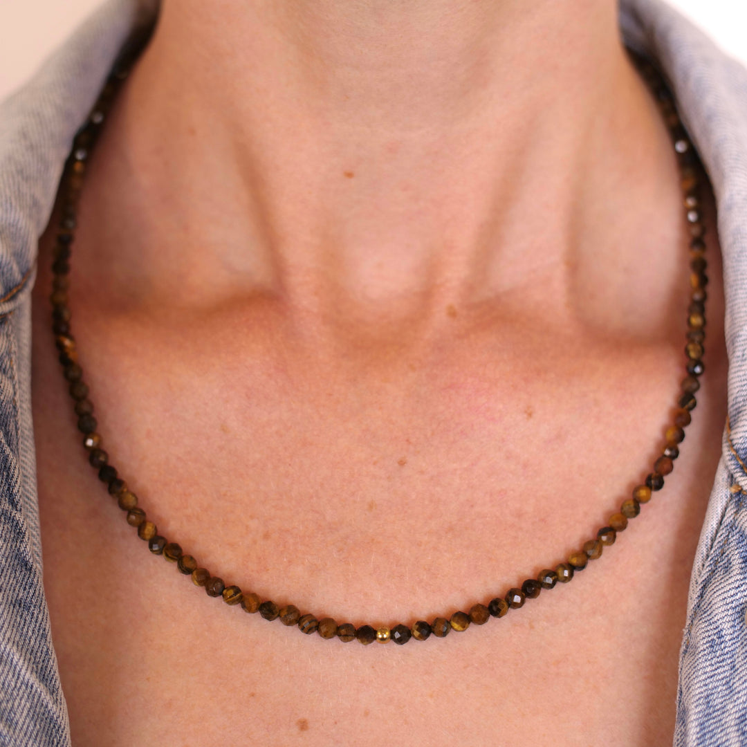 Tiger Eye Natural Stone Pearl Necklace