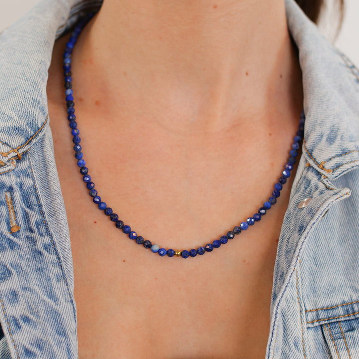 Lapislazuli Natural Stone Pearl Necklace