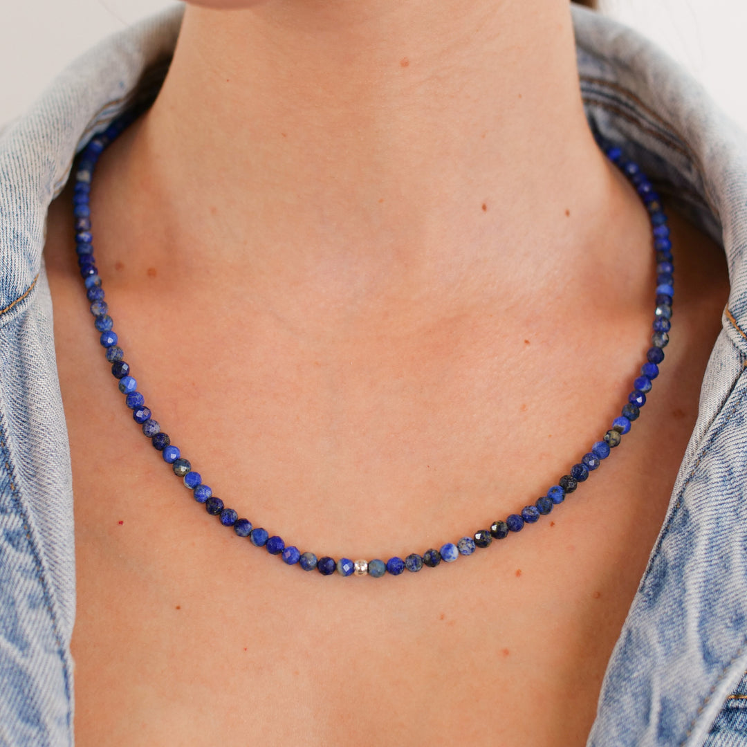 Lapislazuli Natural Stone Pearl Necklace