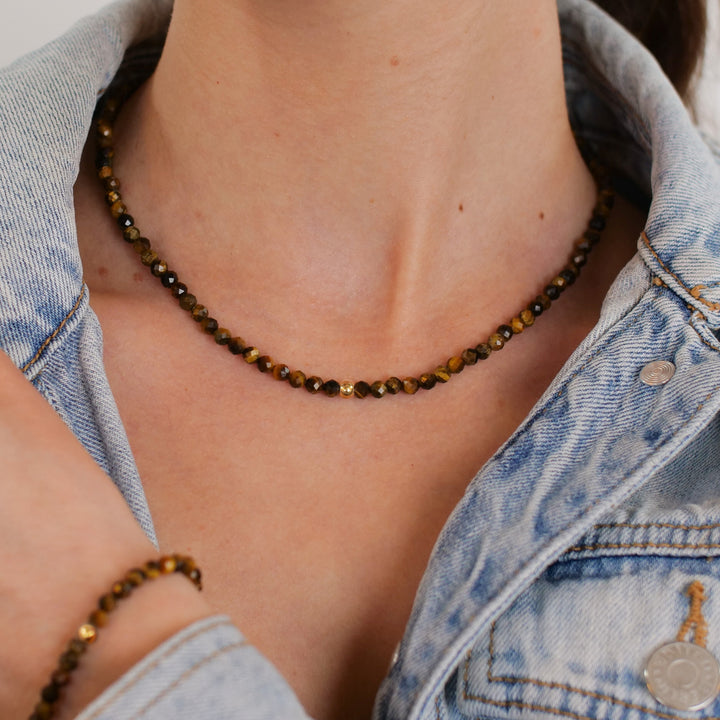 Tiger Eye Natural Stone Pearl Necklace