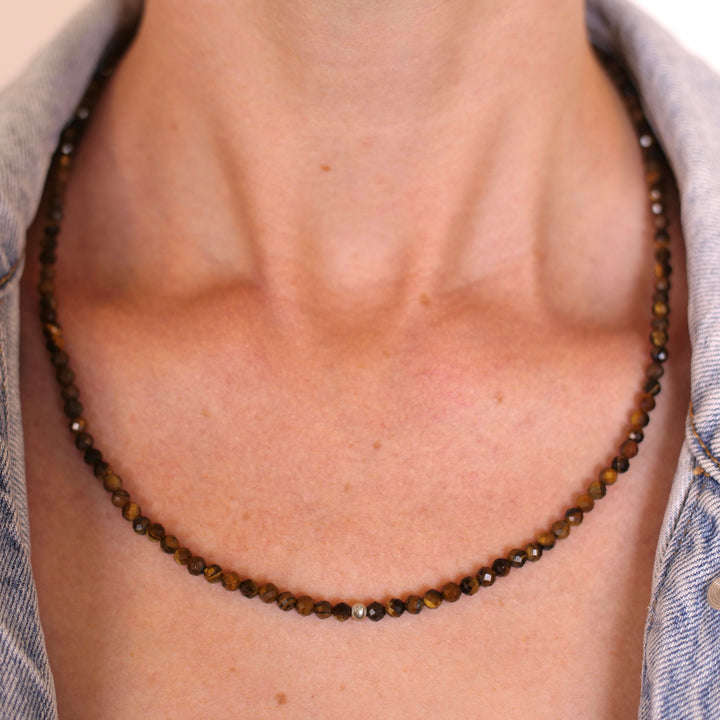 Tiger Eye Natural Stone Pearl Necklace