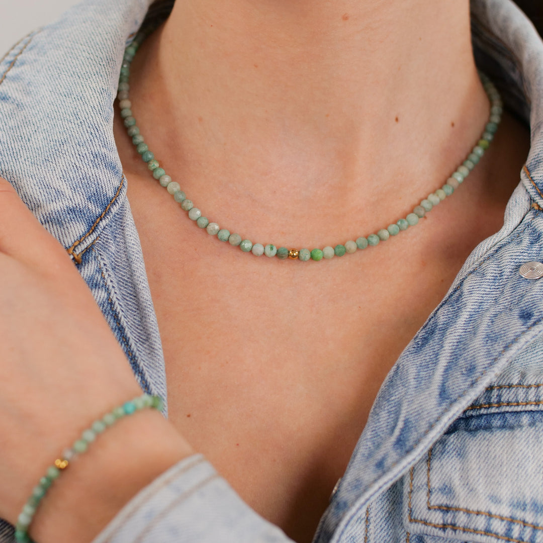 Amazonite Natural Stone Pearl Necklace