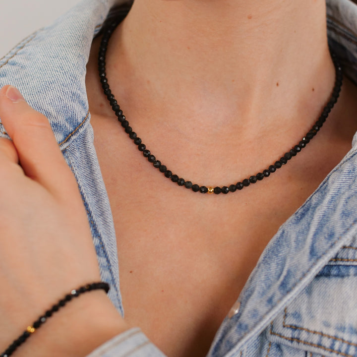 Obsidian Natural Stone Pearl Necklace