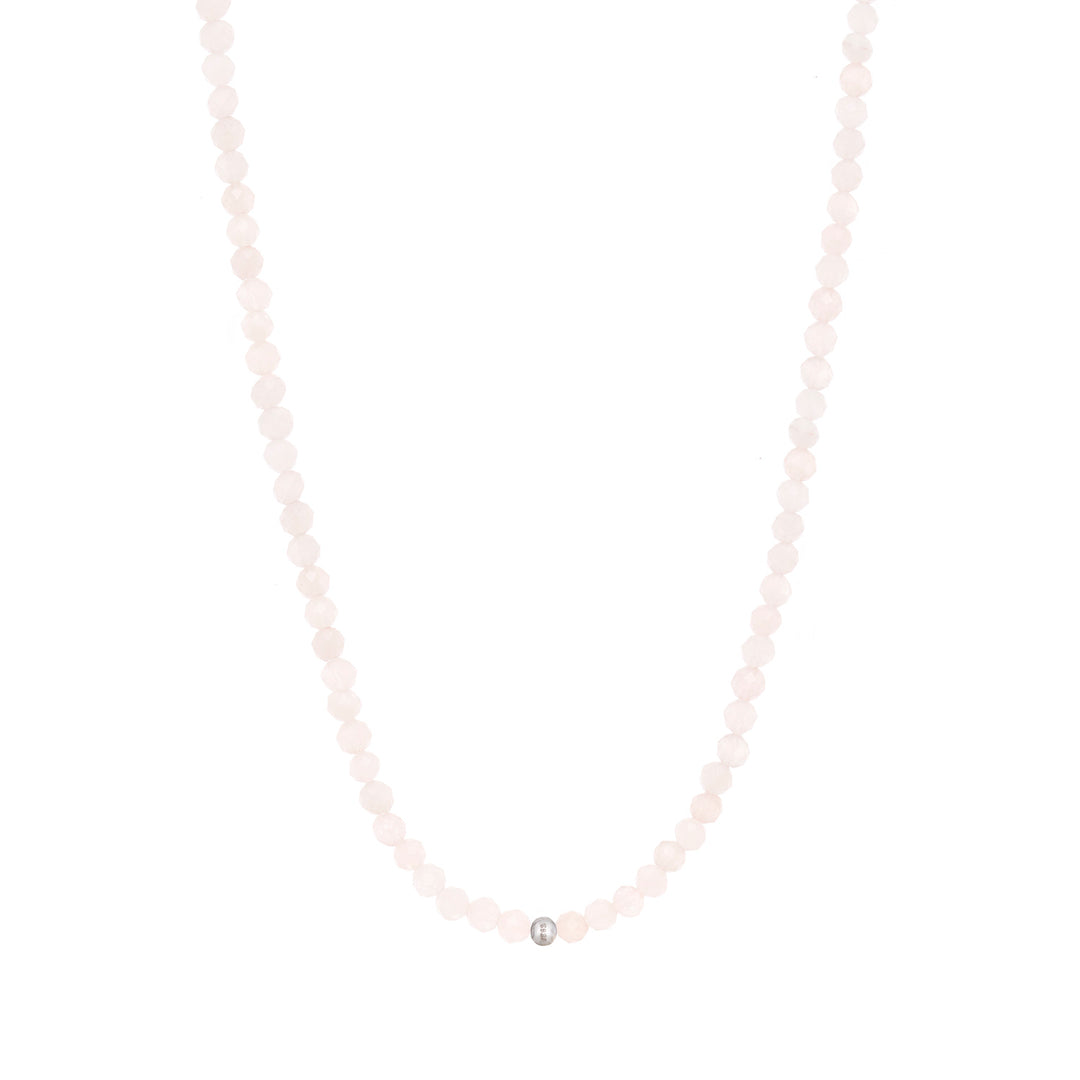 Rose Quartz Natural Stone Pearl Necklace with Clasp (Quartzite, Color Treated)