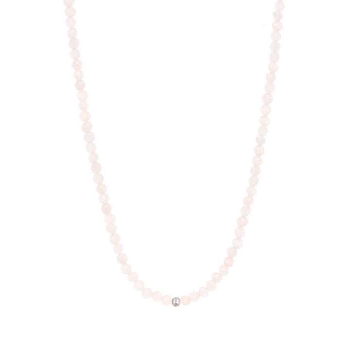 Rose Quartz Natural Stone Pearl Necklace with Clasp (Quartzite, Color Treated)