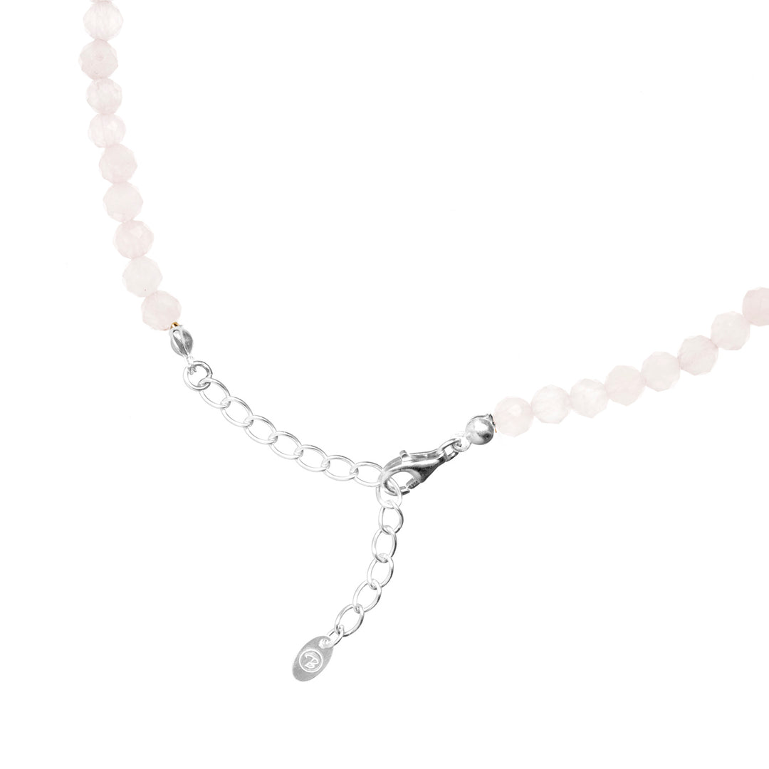 Rose Quartz Natural Stone Pearl Necklace with Clasp (Quartzite, Color Treated)