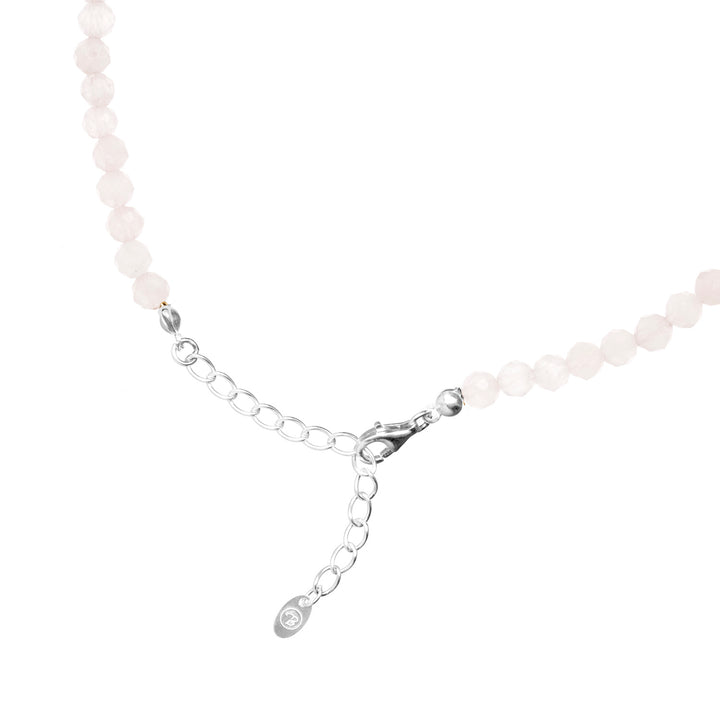 Rose Quartz Natural Stone Pearl Necklace with Clasp (Quartzite, Color Treated)