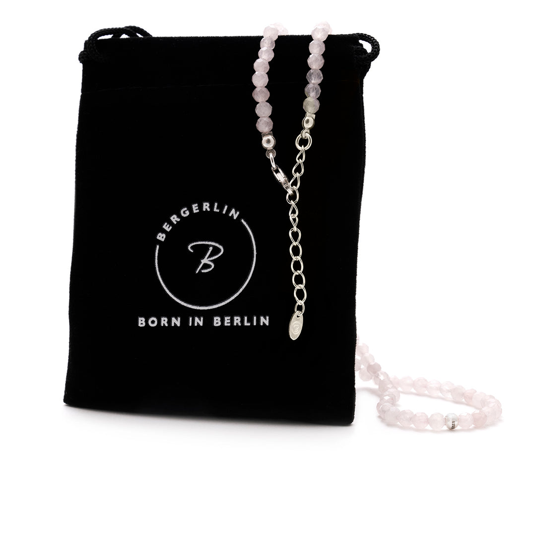 Rose Quartz Natural Stone Pearl Necklace with Clasp (Quartzite, Color Treated)