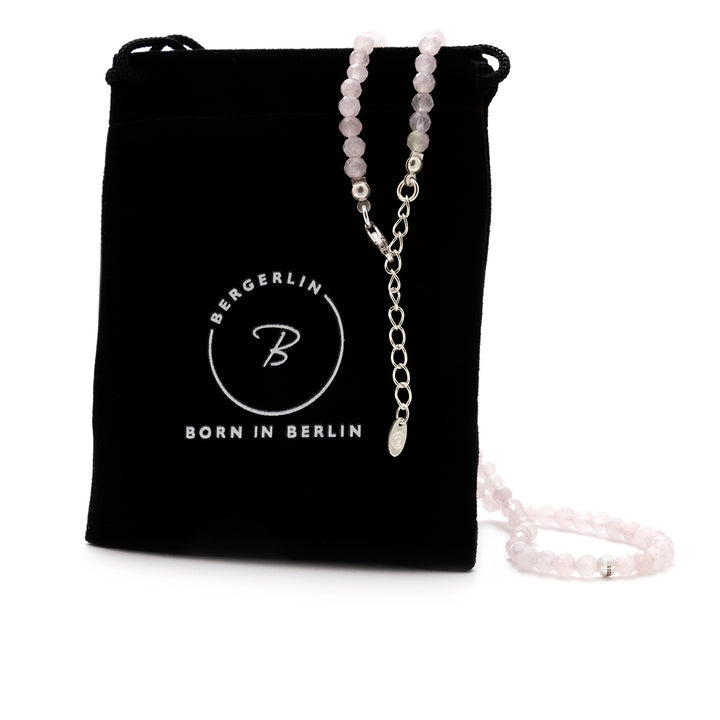 Rose Quartz Natural Stone Pearl Necklace with Clasp (Quartzite, Color Treated)