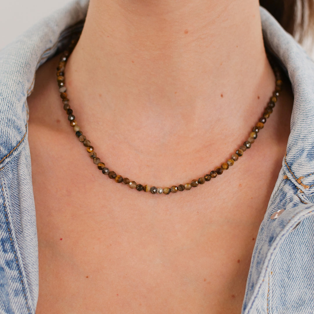 Tiger Eye Natural Stone Pearl Necklace