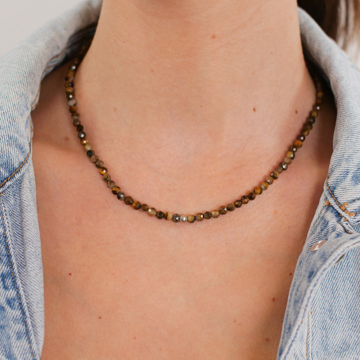 Tiger Eye Natural Stone Pearl Necklace