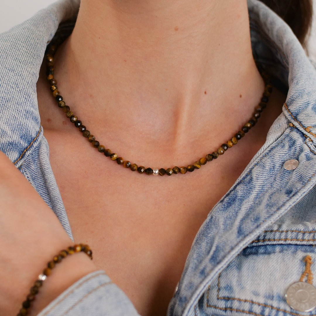 Tiger Eye Natural Stone Pearl Necklace