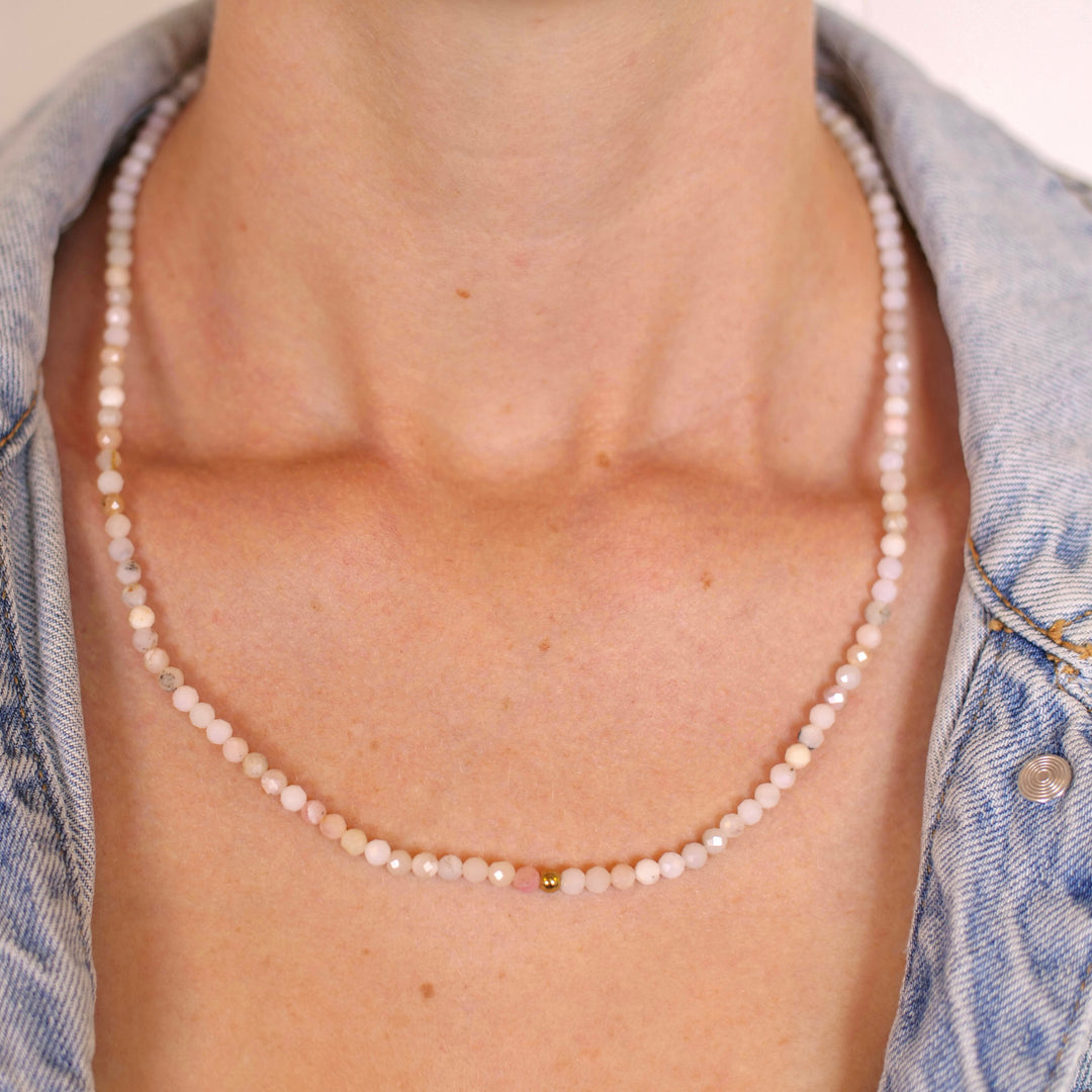 Opal Naturstein Perlen Halskette mit Verschluss