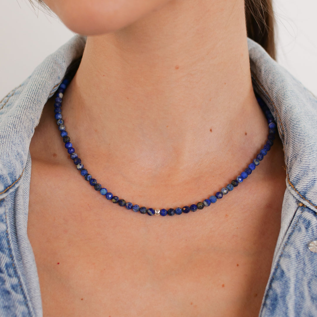 Lapislazuli Natural Stone Pearl Necklace