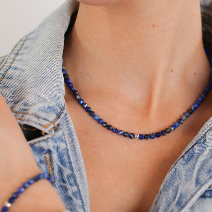 Lapislazuli Natural Stone Pearl Necklace