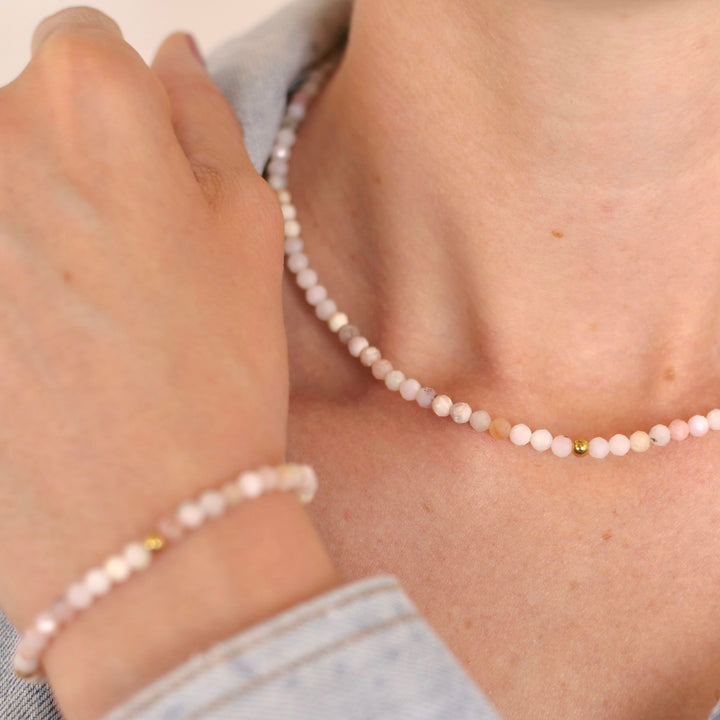 Opal Naturstein Perlen Halskette mit Verschluss