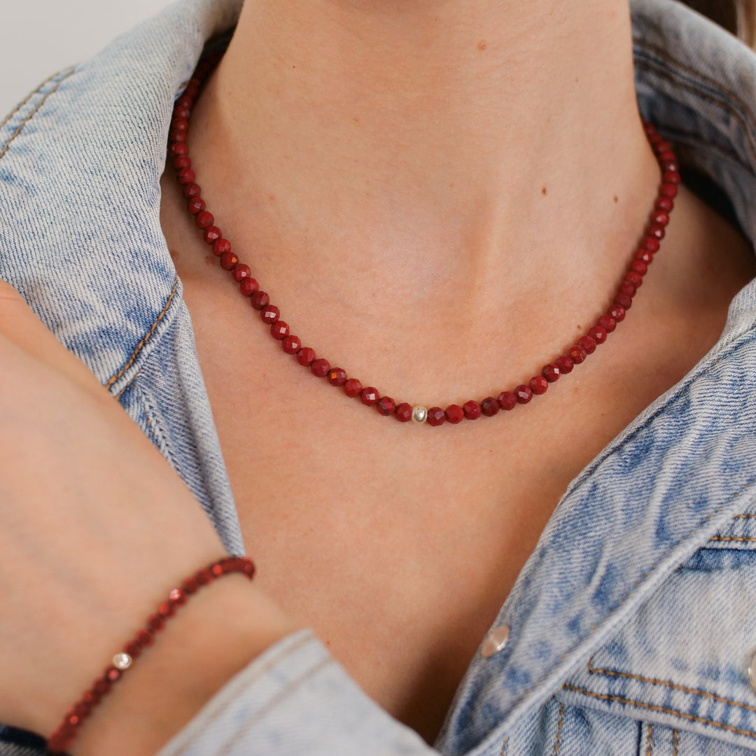 Jasper Natural Stone Pearl Necklace