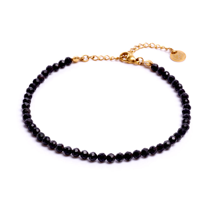 Obsidian Natural Stone Pearl Anklet with Clasp