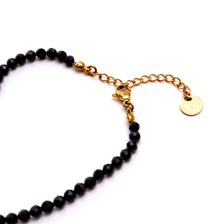 Obsidian Natural Stone Pearl Anklet with Clasp