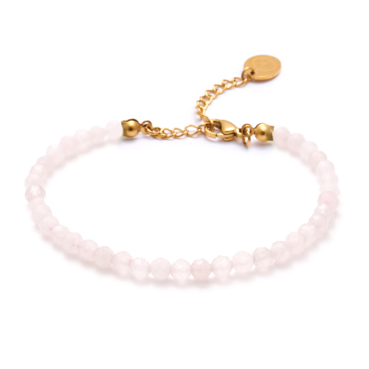 Rose Quartz Natural Stone Pearl Anklet with Clasp (Quartzite, Color Treated)