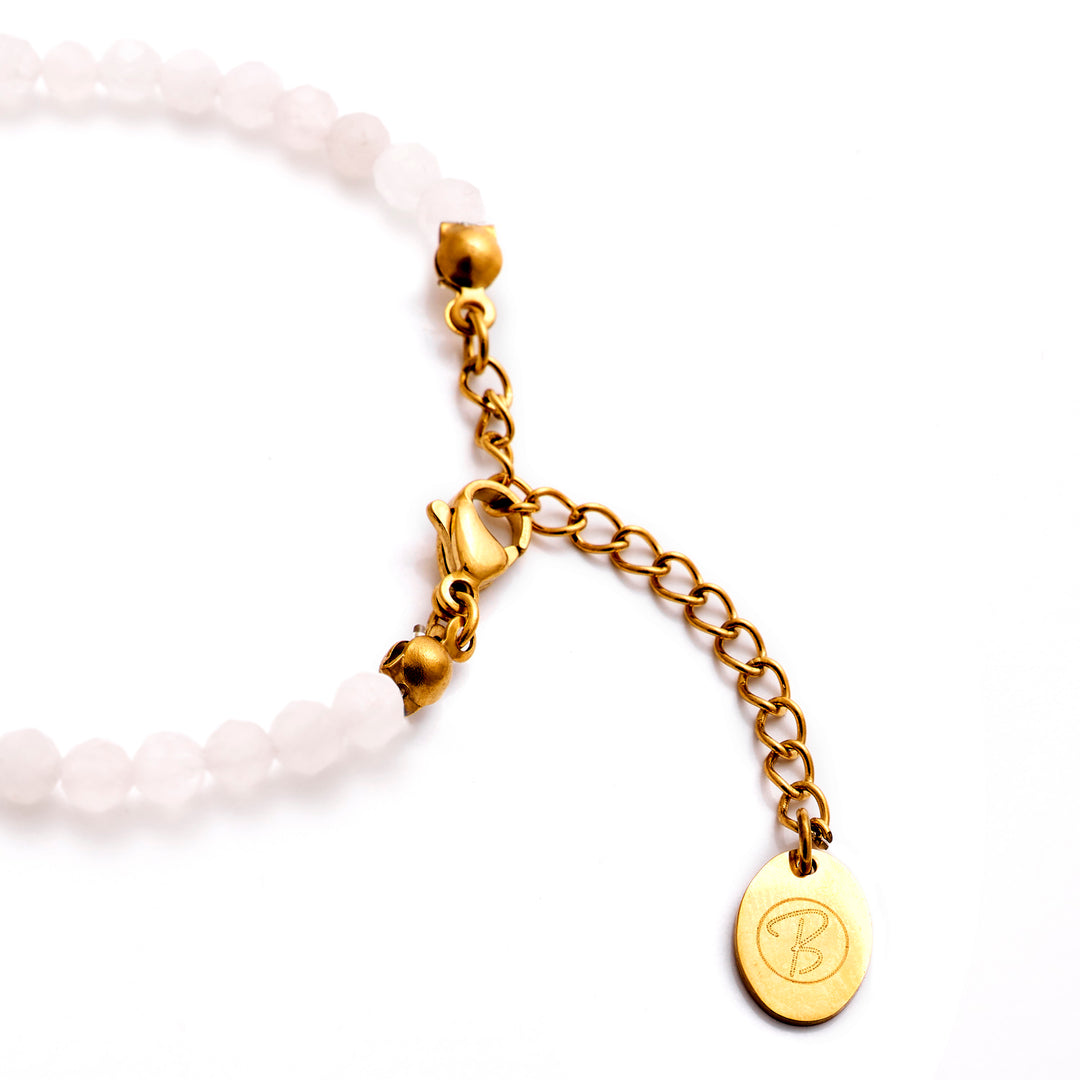 Rose Quartz Natural Stone Pearl Anklet with Clasp (Quartzite, Color Treated)