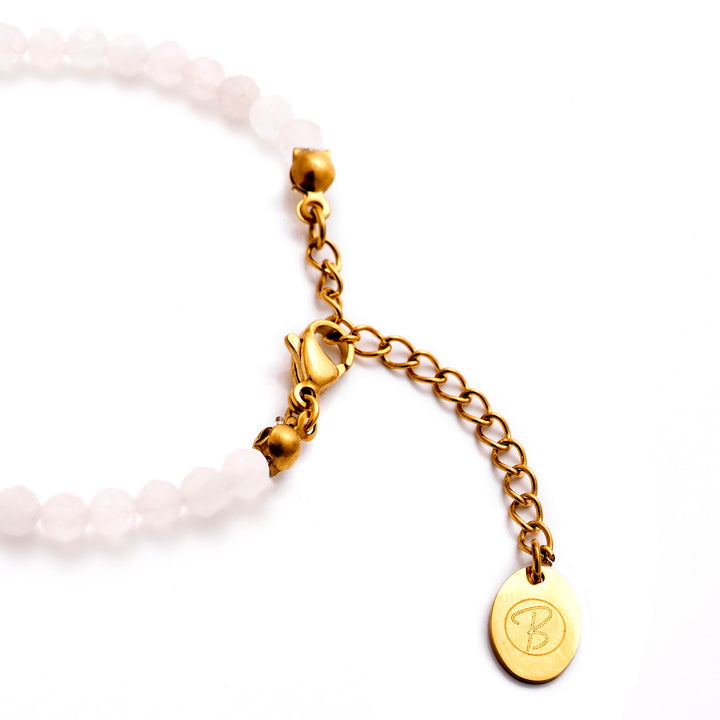 Rose Quartz Natural Stone Pearl Anklet with Clasp (Quartzite, Color Treated)