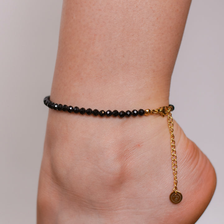 Onyx Naturstein Perlen Fußkette mit Verschluss (Achat farblich beh.)