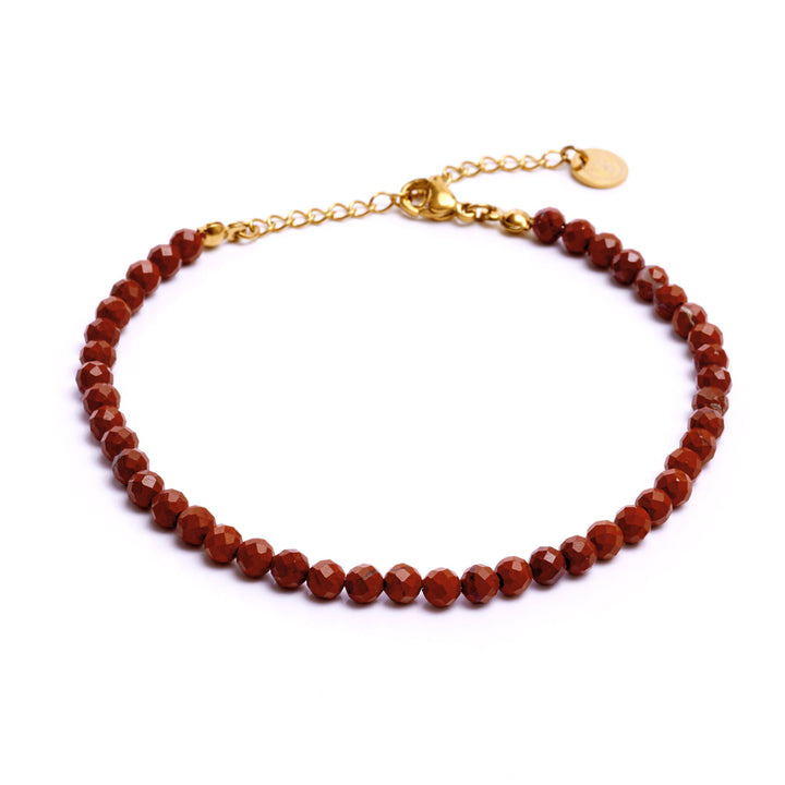 Jasper Natural Stone Pearl Anklet with  Clasp