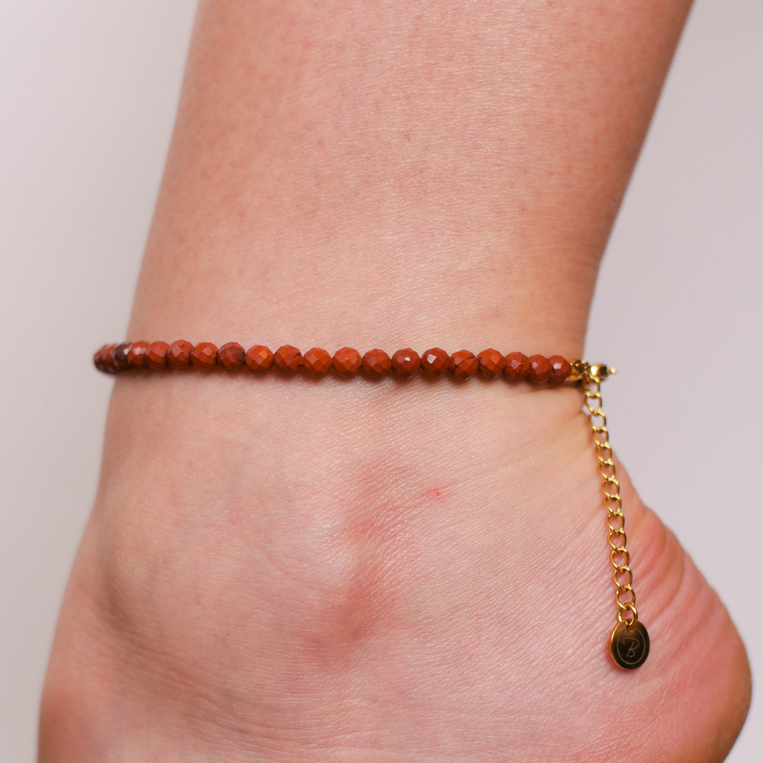Jasper Natural Stone Pearl Anklet with  Clasp
