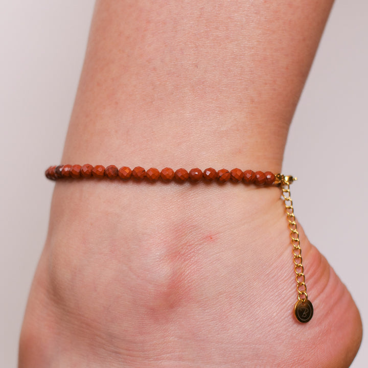 Jasper Natural Stone Pearl Anklet with  Clasp