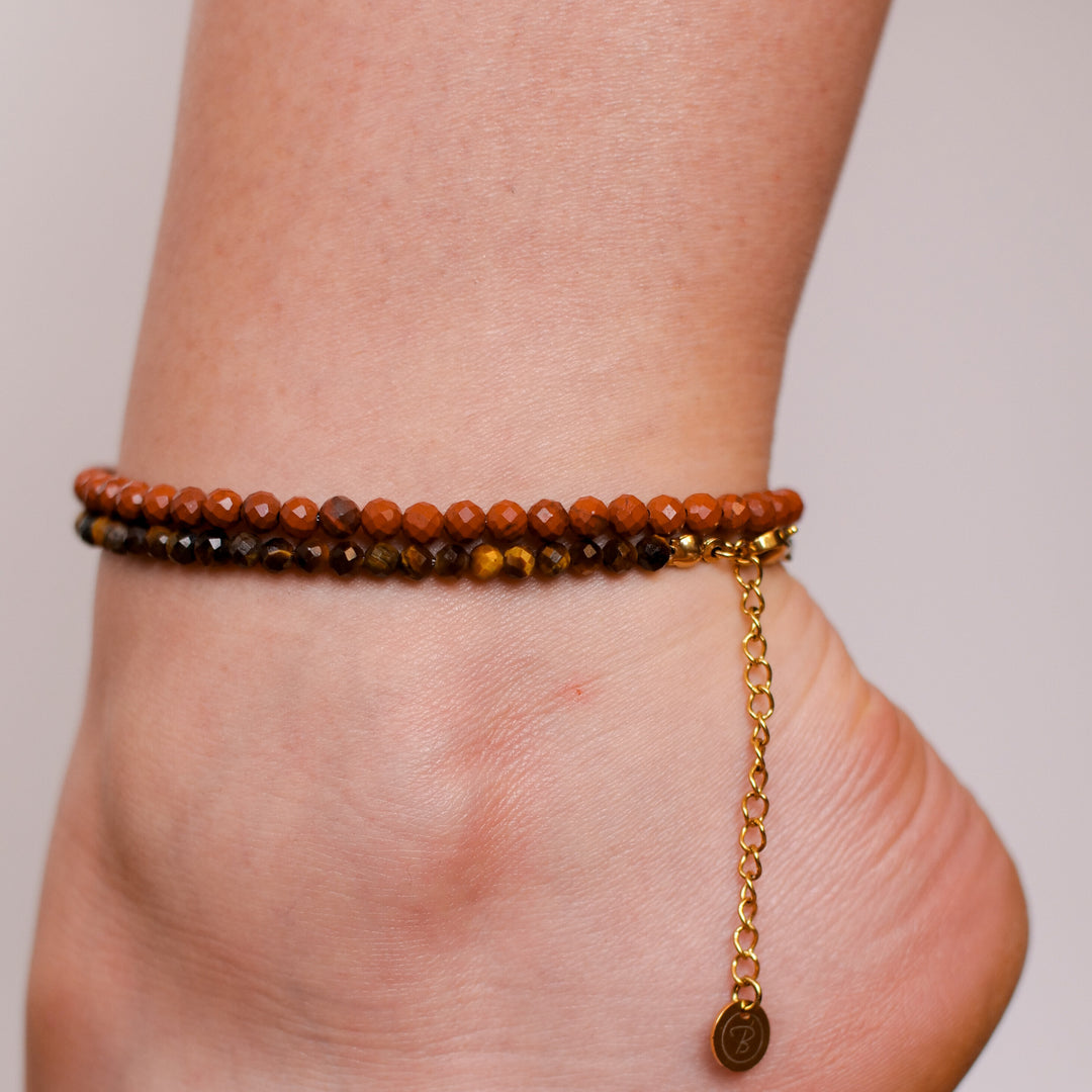 Jasper Natural Stone Pearl Anklet with  Clasp