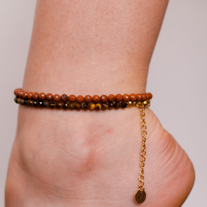 Jasper Natural Stone Pearl Anklet with  Clasp