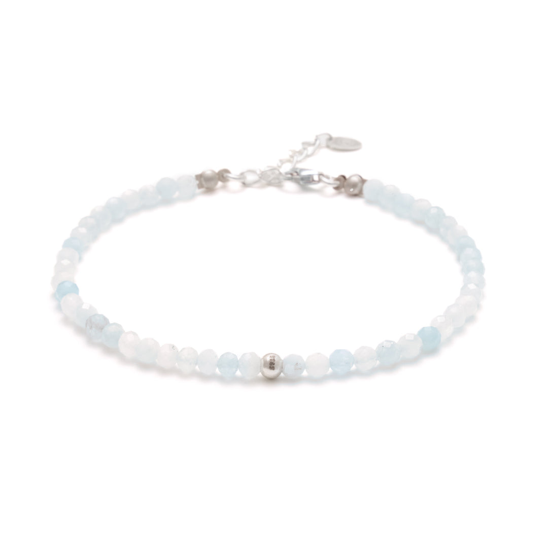 Aquamarin Naturstein Perlen Armband mit Verschluss