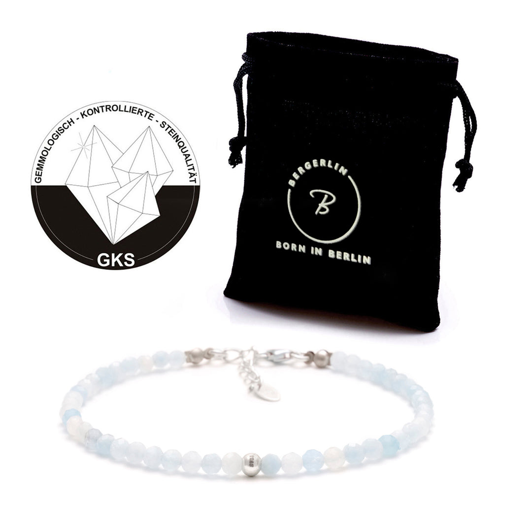 Aquamarin Naturstein Perlen Armband mit Verschluss
