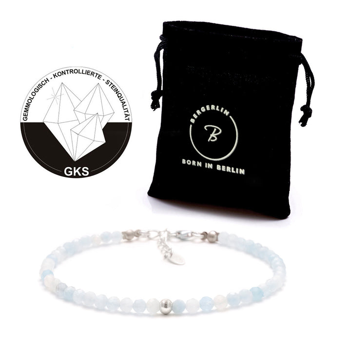 Aquamarin Naturstein Perlen Armband mit Verschluss