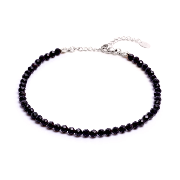 Obsidian Natural Stone Pearl Anklet with Clasp