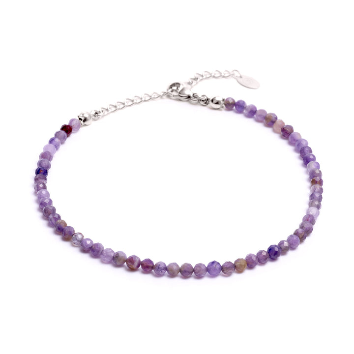 Amethyst Naturstein Perlen Fußkette mit Verschluss